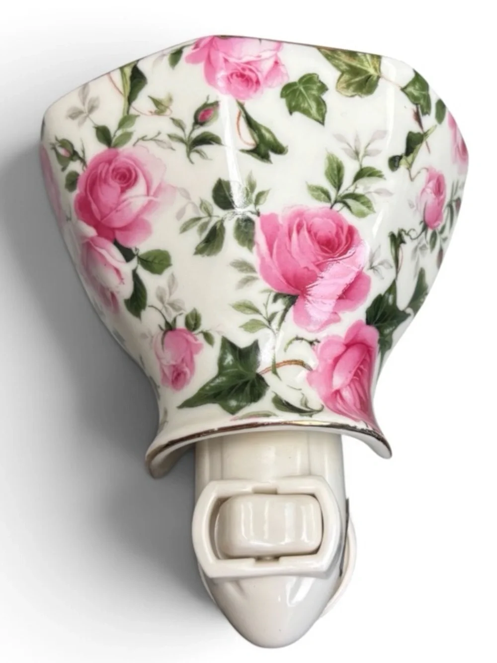 Vintage Madison Max Rose Chintz Porcelain Night Light Coquette Grand Millennial